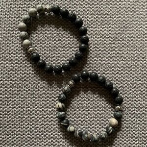 {Handmade} Picasso Jasper and Lava Bead Bracelets